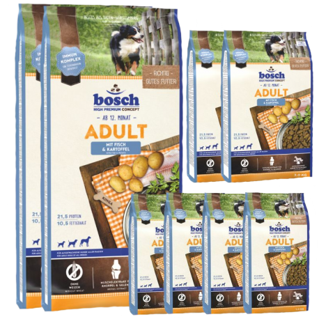 Bosch ADULT FISH & POTATO 15kg x 2 + 10kg DOVANŲ! Bosch ADULT FISH & POTATO 15kg x 2 + 10kg DOVANŲ!